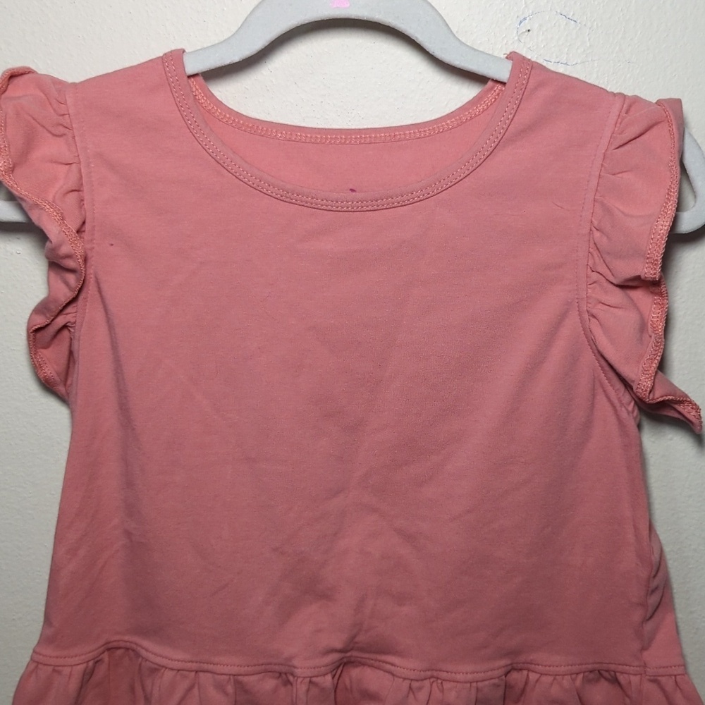 Pink Chicken Brandied Apricot Organic Kit Top Pink Peplum Ruffle Girls Size 7 - Picture 2 of 5
